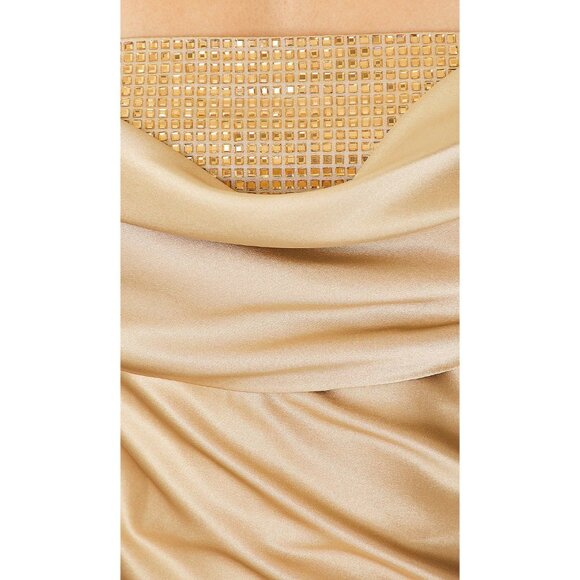 retrofete Emery Silk Crystal Embellished Gown Dress Nude Womens Size Small - Picture 6 of 16